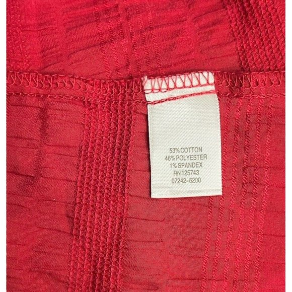 CJ Banks Womens Red Blouse Size X Snap Button Collared 3/4 Sleeve - Picture 14 of 16